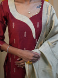Raw Silk Party Wear Kurti Set with Dupatta