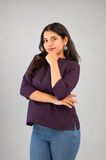 Royal Plum Linen Cotton Short Top