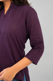 Royal Plum Linen Cotton Short Top
