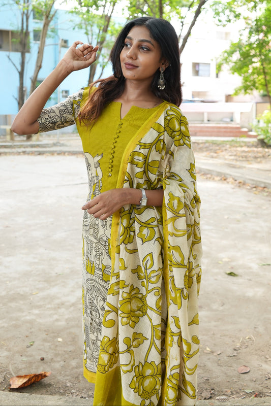 Aaradhya Kalamkari Kota Cotton Kurta Set