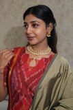 Pochampally Ruby Bloom 3-Piece Kurta Set with Dupatta