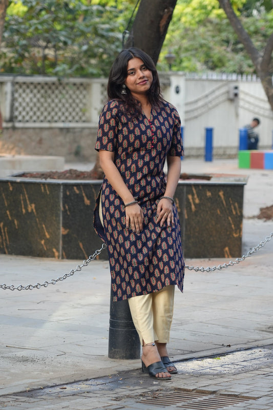 Ajrakh Cotton Kurti – Classic