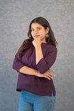 Royal Plum Linen Cotton Short Top