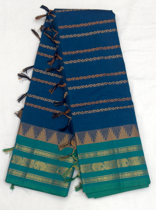 Neelamayil Charithra Chettinad Cotton Saree