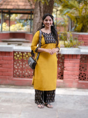 Akshara mustard with ikat back plalazzo pant