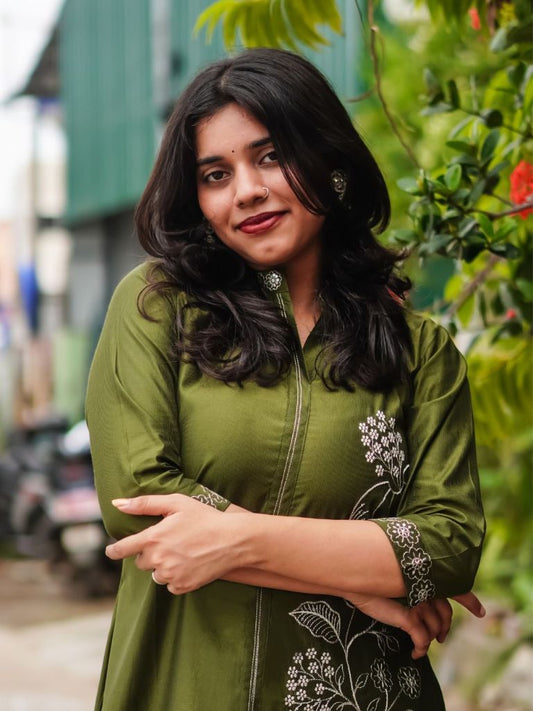 Madhina green embroided