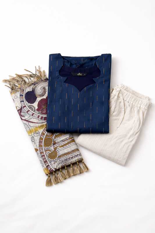 Butter Silk Ayesha Navy Set