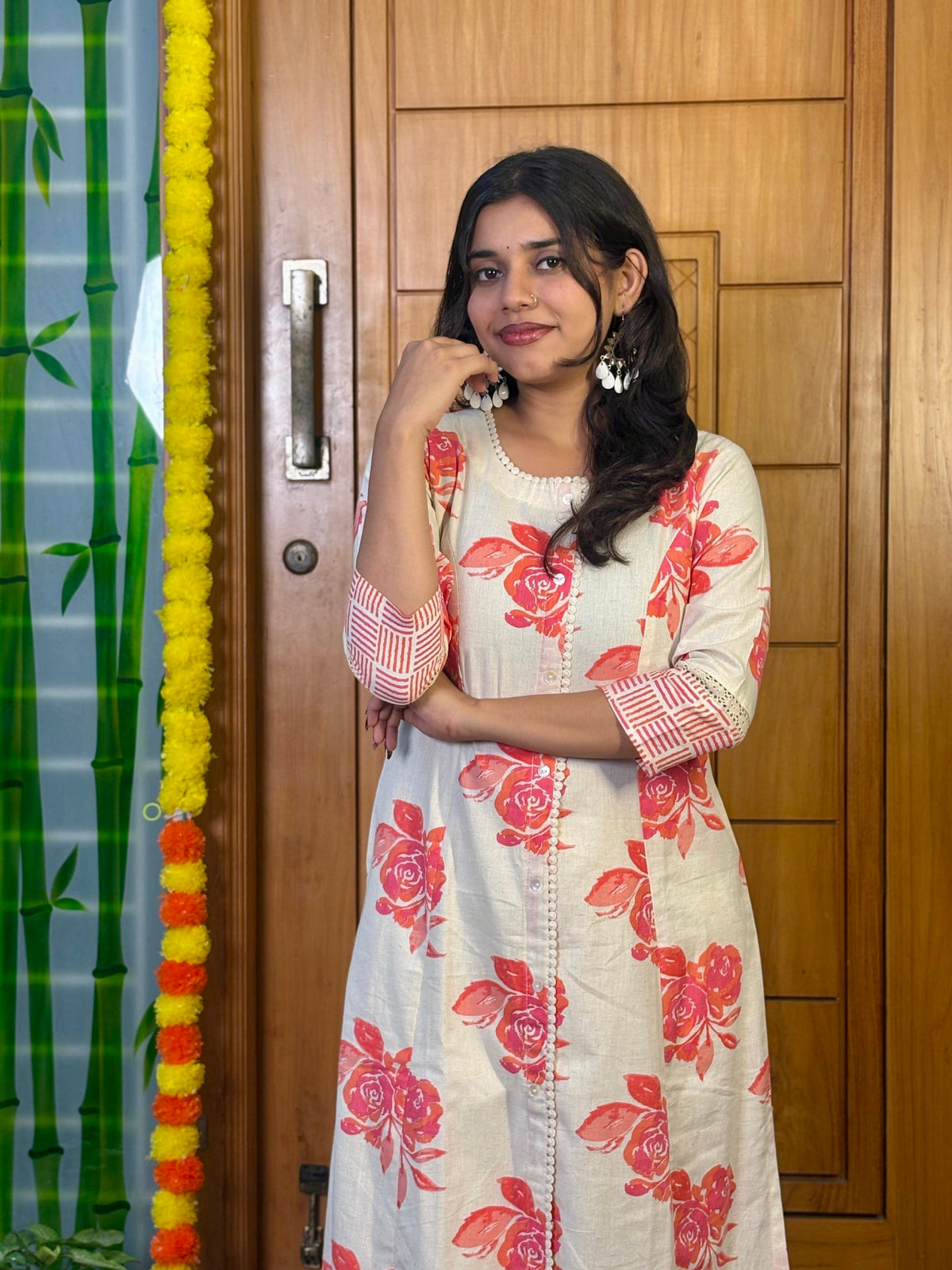 Madhina white with orange