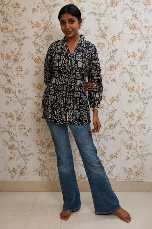Ajrakh Hand Block Print Short Top