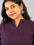 Royal Plum Linen Cotton Short Top