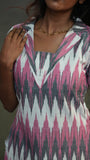 Pink Ikat Collar Kurti