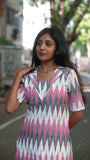 Pink Ikat Collar Kurti