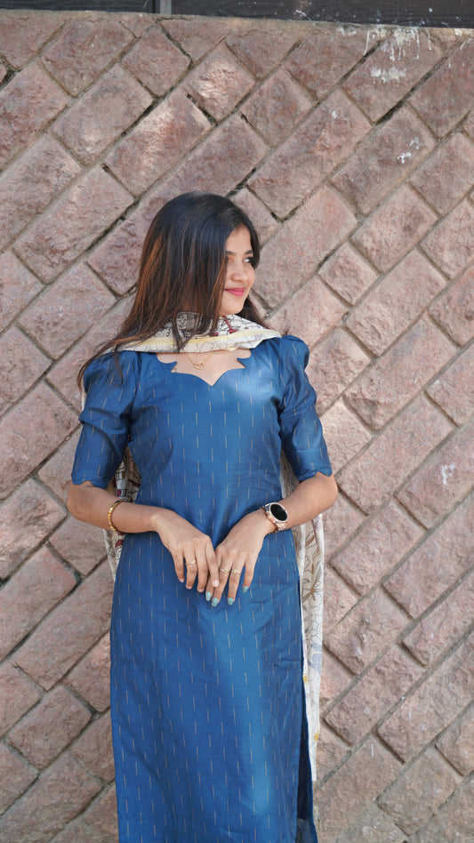 Butter Silk Ayesha Navy Set