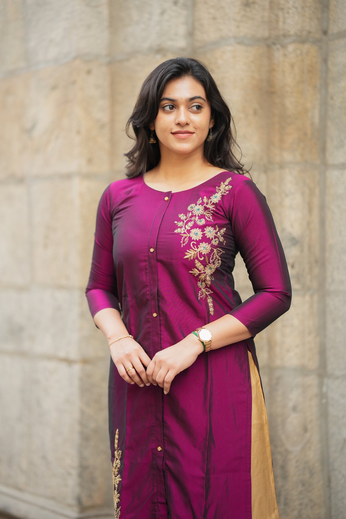 Nitara Double Embroidery kurti Marron