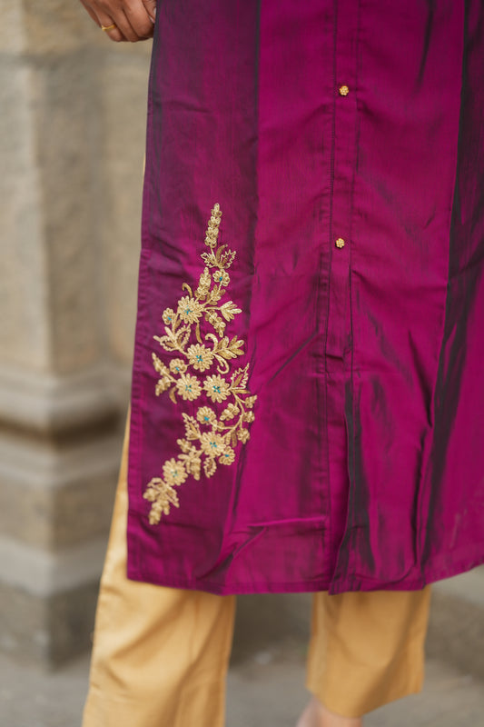 Nitara Double Embroidery kurti Marron