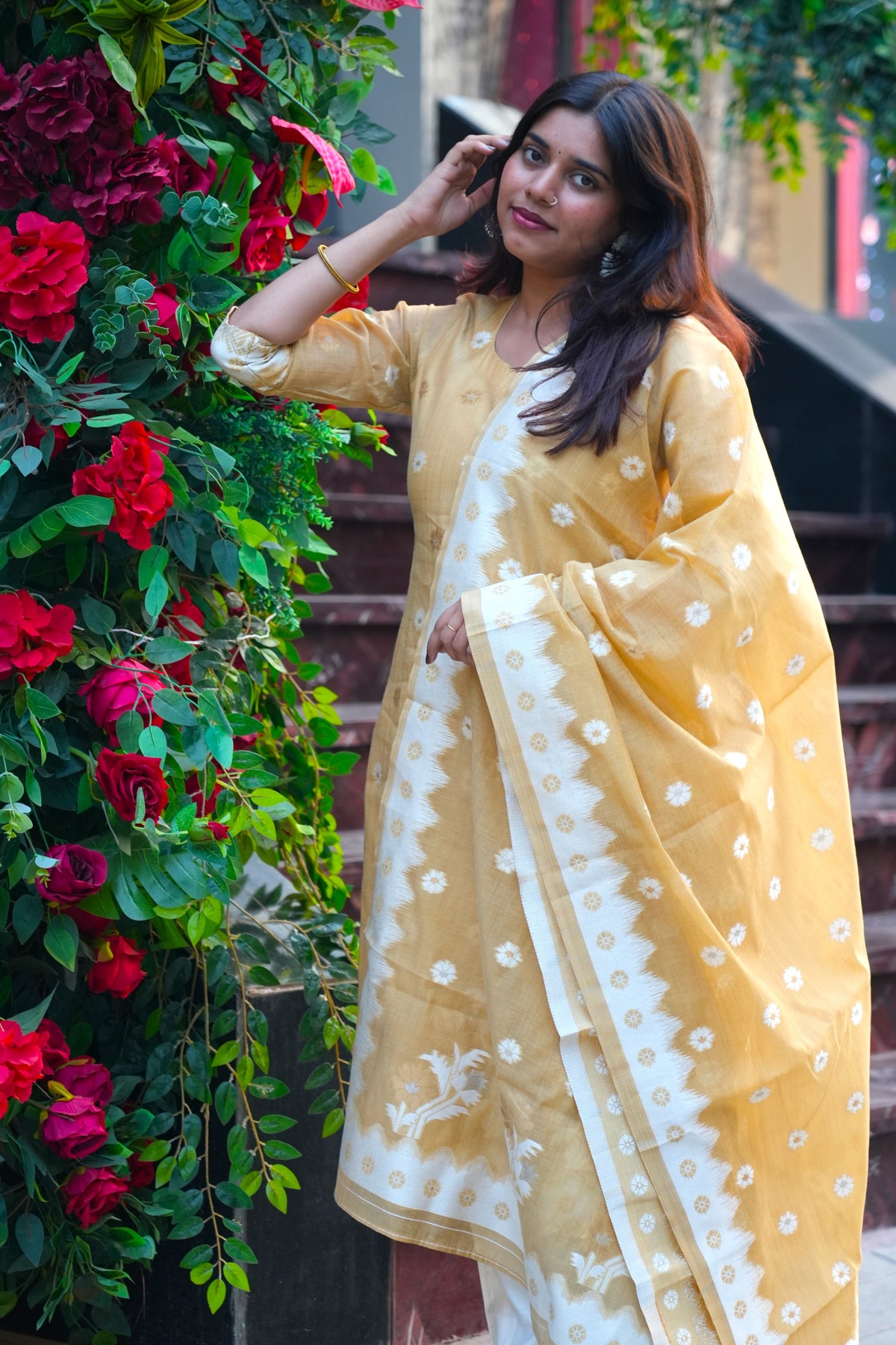 Jamdani Silk Top with Dupatta Set 🌼