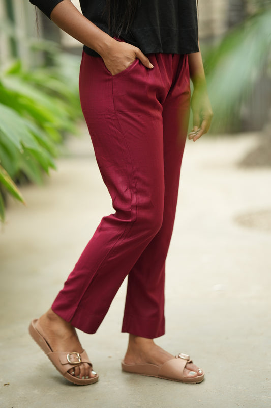 Velvet Wine Straight Pant