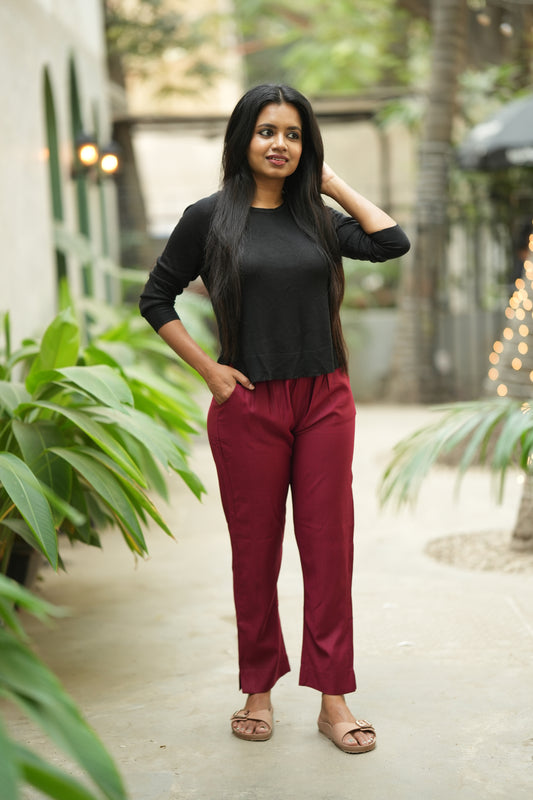 Velvet Wine Straight Pant