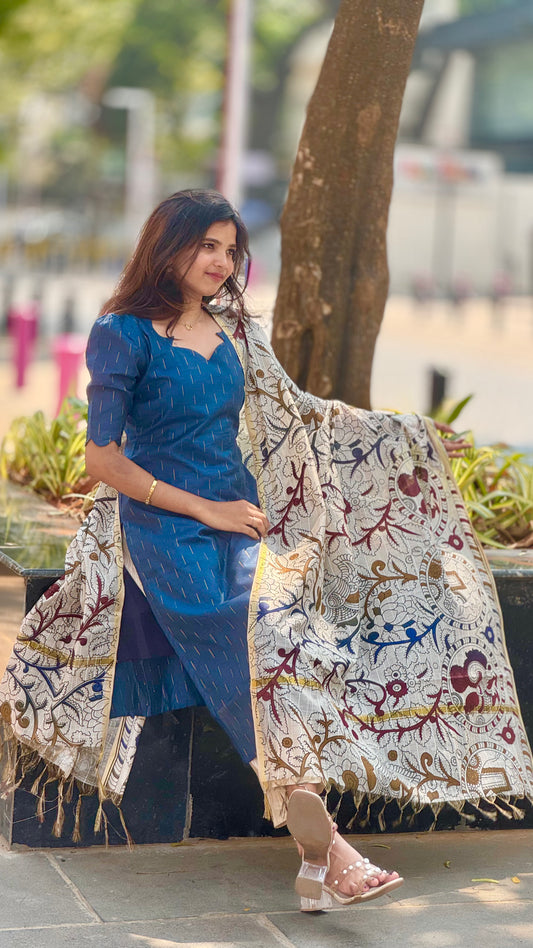 Butter Silk Ayesha Navy Set