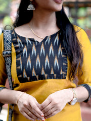 Akshara mustard with ikat back plalazzo pant