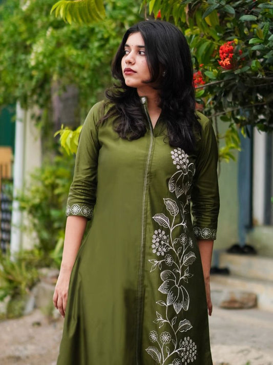 Madhina green embroided